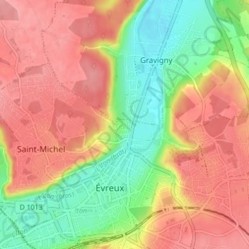 Topografische kaart La Cavée Rouge, hoogte, reliëf