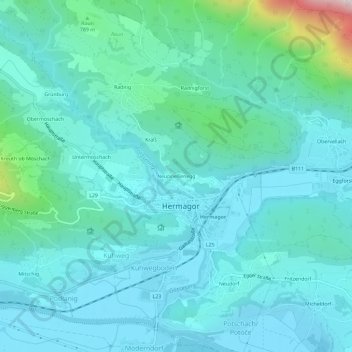 Topografische kaart Neuprießenegg, hoogte, reliëf