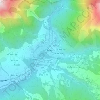 Topografische kaart Guégnier, hoogte, reliëf