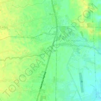 Topografische kaart Calingcuan, hoogte, reliëf