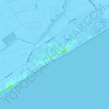 Topografische kaart Duna Verde, hoogte, reliëf