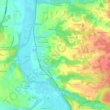 Topografische kaart Beauchail, hoogte, reliëf