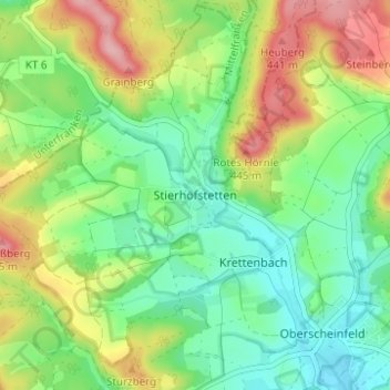 Topografische kaart Stierhöfstetten, hoogte, reliëf