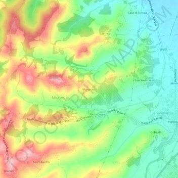 Topografische kaart Morgnano, hoogte, reliëf