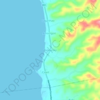 Topografische kaart Bunganay, hoogte, reliëf