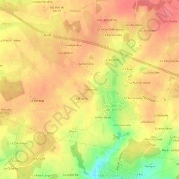 Topografische kaart L'Hameau, hoogte, reliëf