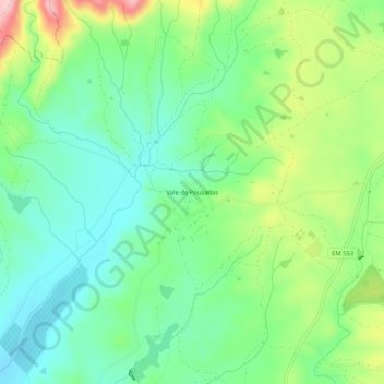 Topografische kaart Vale de Pousadas, hoogte, reliëf