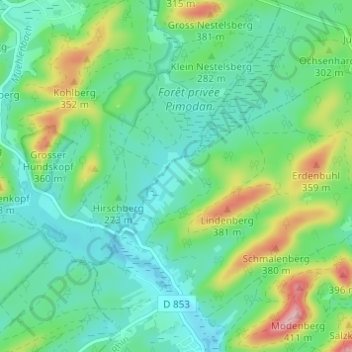 Topografische kaart Neudoerfel, hoogte, reliëf