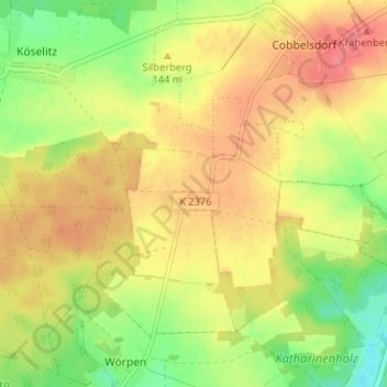 Topografische kaart Wahlsdorf, hoogte, reliëf