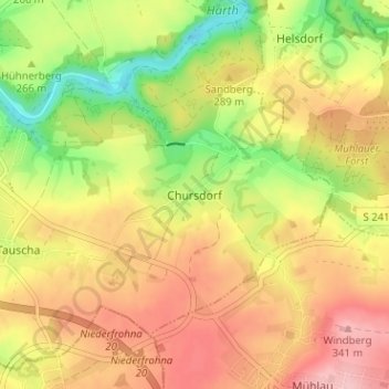 Topografische kaart Chursdorf, hoogte, reliëf