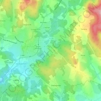 Topografische kaart Salette, hoogte, reliëf