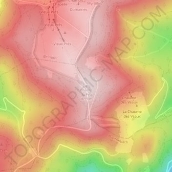 Topografische kaart Champ du Feu, hoogte, reliëf