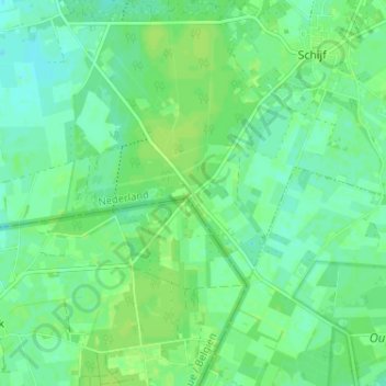 Topografische kaart Langeschouw, hoogte, reliëf