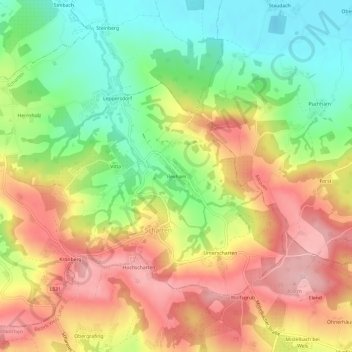 Topografische kaart Rexham, hoogte, reliëf
