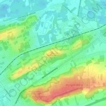 Topografische kaart Middelberg, hoogte, reliëf