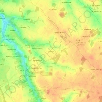 Topografische kaart Le Rosier, hoogte, reliëf