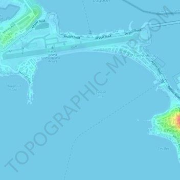 Topografische kaart Simpson Bay, hoogte, reliëf