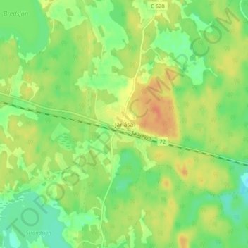 Topografische kaart Järlåsa, hoogte, reliëf