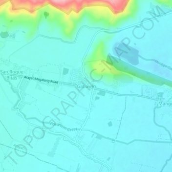 Topografische kaart Gatiawin, hoogte, reliëf