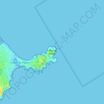 Topografische kaart Cape Palos, hoogte, reliëf
