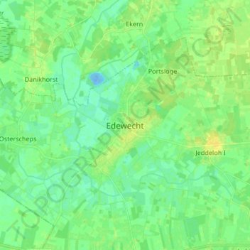 Topografische kaart Edewecht, hoogte, reliëf