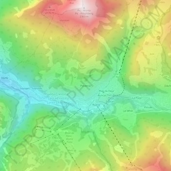 Topografische kaart Plesdinaz, hoogte, reliëf