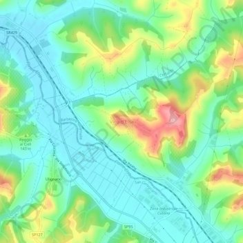 Topografische kaart Vico d'Elsa, hoogte, reliëf