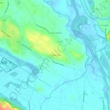 Topografische kaart Le Chamolay, hoogte, reliëf