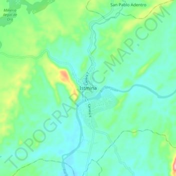 Topografische kaart Istmina, hoogte, reliëf