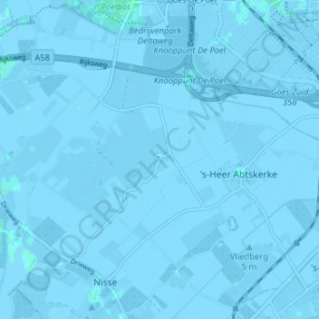 Topografische kaart Sinoutskerke, hoogte, reliëf