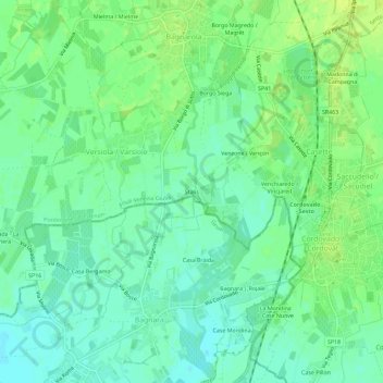 Topografische kaart Stalis, hoogte, reliëf