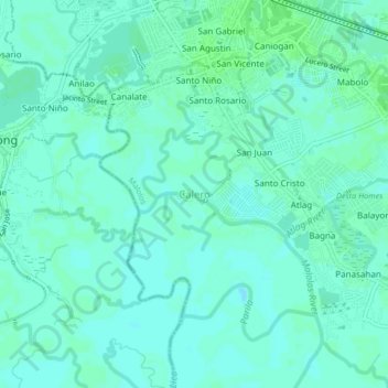 Topografische kaart Calero, hoogte, reliëf