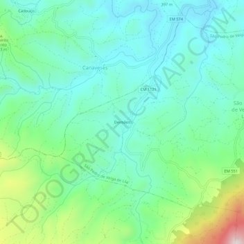 Topografische kaart Deimãos, hoogte, reliëf