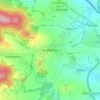 Topografische kaart Großdehsa, hoogte, reliëf