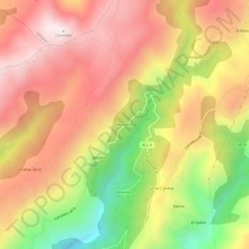 Topografische kaart Muriellos, hoogte, reliëf