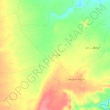 Topografische kaart Doima, hoogte, reliëf