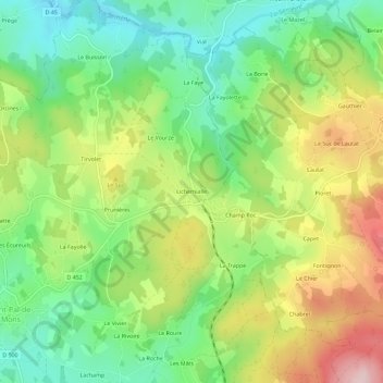 Topografische kaart Lichemialle, hoogte, reliëf