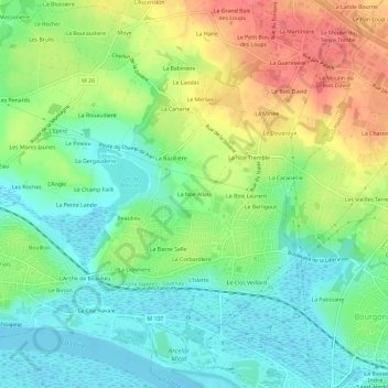 Topografische kaart La Noe Allais, hoogte, reliëf