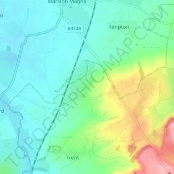 Topografische kaart Adber, hoogte, reliëf