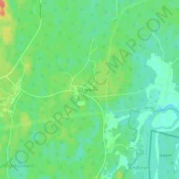 Topografische kaart Lövåsen, hoogte, reliëf