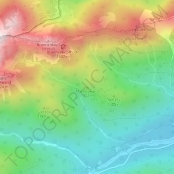 Topografische kaart Martinswand, hoogte, reliëf