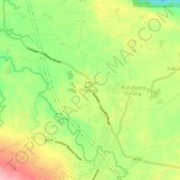 Topografische kaart Abang, hoogte, reliëf