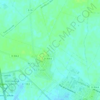 Topografische kaart Le Boel, hoogte, reliëf