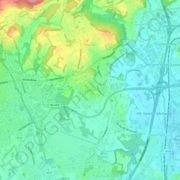 Topografische kaart Civello, hoogte, reliëf
