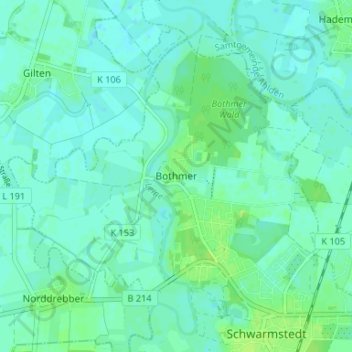 Topografische kaart Bothmer, hoogte, reliëf