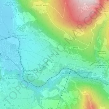 Topografische kaart Luns - Lunes, hoogte, reliëf