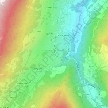 Topografische kaart Greith, hoogte, reliëf