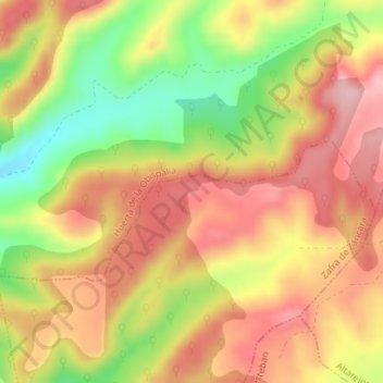 Topografische kaart Peña de la Umbría, hoogte, reliëf