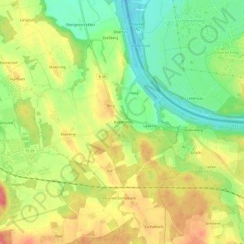 Topografische kaart Kolomann, hoogte, reliëf