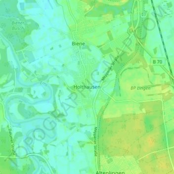 Topografische kaart Holthausen, hoogte, reliëf